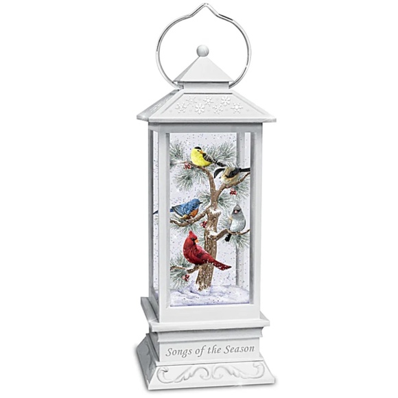 The Bradford Exchange Songs of The Season Illuminated Snowglobe Songbird Lantern - Picture 3 of 4
